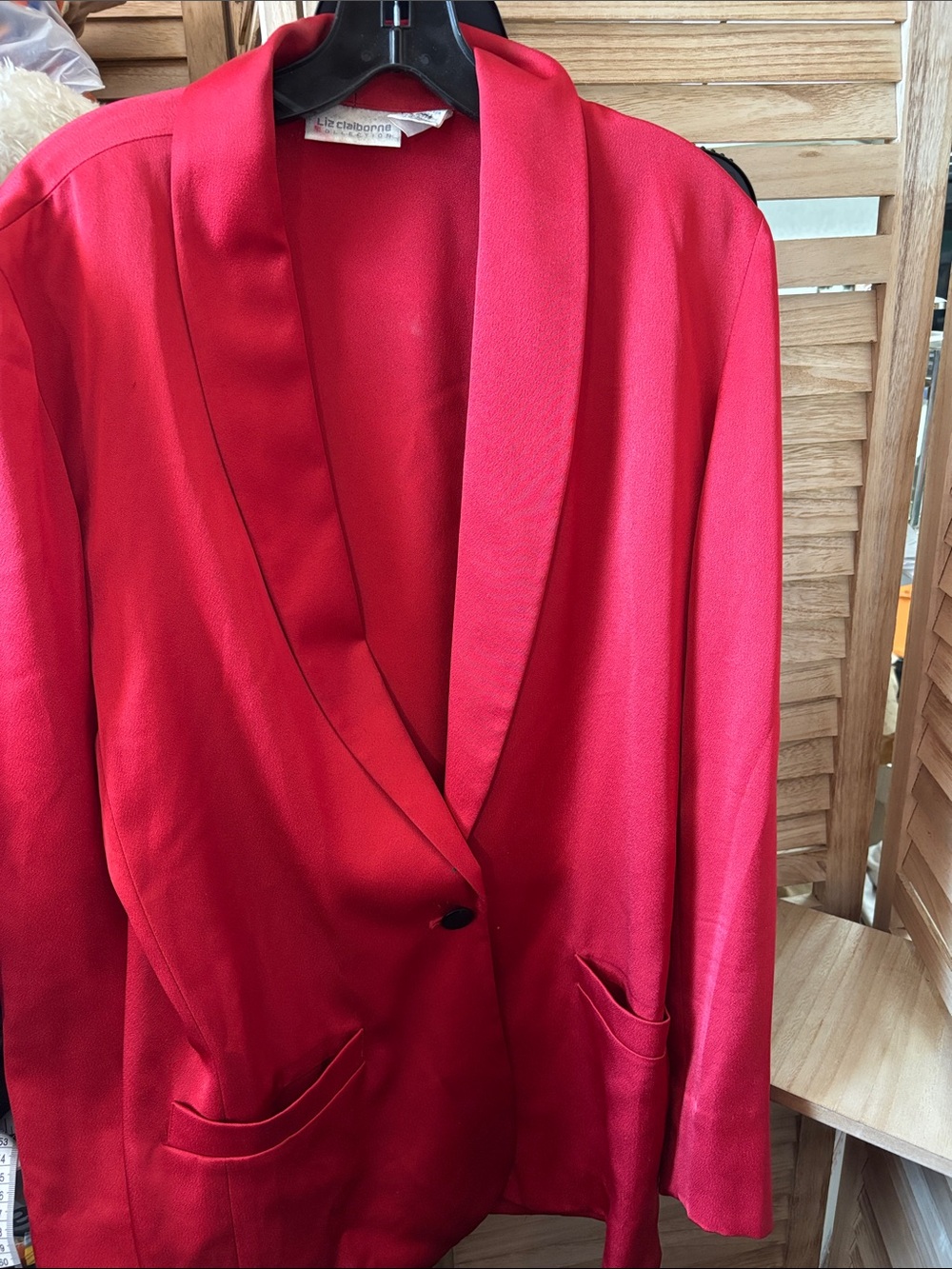 Liz Claiborne Red Satin Shawl Collar Blazer 10